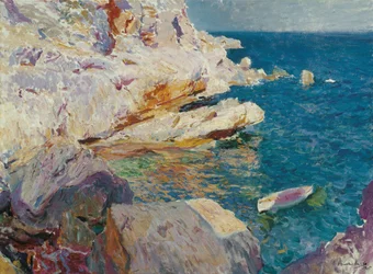 Rock at Javea - Sorolla y Bastida, Joaquin (1863-1923) - 1905 - Olja på duk - 62,5x84,7 - Museo Carmen Thyssen, Malaga