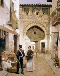 Grönsakshandlare i Granada,1800-talet (oljemålning)
