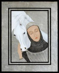 Joan Gathers Strength, 2017 (äggtempera och sterlingsilver på trä)