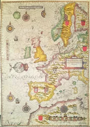 A Allmän vård och beskrivning av Europas havskuster och navigering i denna bok innehåller (handfärgad gravyr)