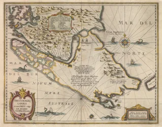 Den mest exakta avgränsningen av Magellanska sundet och de nya sundet allmänt kända som Le Maire, ca 1630