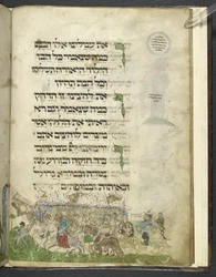 MS Add. 14762, fol. 15r, Uttåget och övergången av Röda havet, ur 