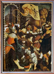 Jesus bär korset (tempera på granträ)