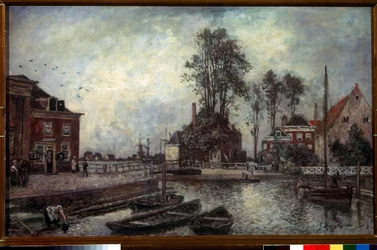 Kanalkaj (En kanalvall). Målning av Johan Barthold Jongkind (1819-1891)