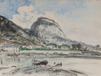 Saint-Eynard sett från Île Verte 1875 (Akvarell på papper)