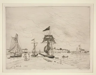 Träbrygga i hamnen i Honfleur