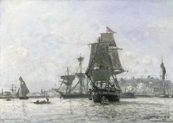 Stora segelbåtar vid Honfleur