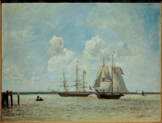 Segelbåtar på Schelde nära Antwerpen