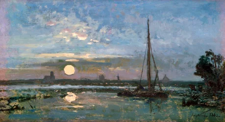 Utsikt över en hamn i Holland, 1862