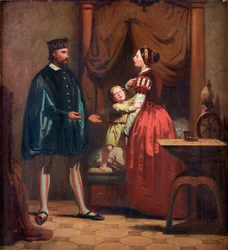 Catherine Maansdatter (1550-1612), Erik XIV de Suede(1533-1577) et leur fils Gustaf (1568-1607) - Karin Mansdotter, Eric XIV and Son Gustav - Peinture de Johan Zacharias Blackstadius (1816-1875)