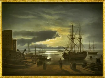 Köpenhamns hamn i månsken