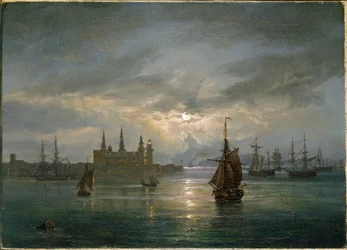 Kronborgs slott i månsken