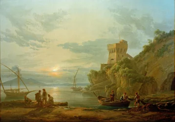Kust nära Castellamare i morgondimman