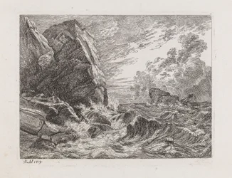 Skeppsbrott vid en klippig kust