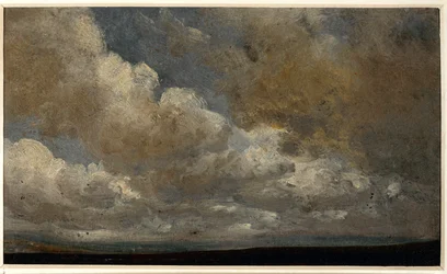 Studie med moln och horisont (olja på papper)