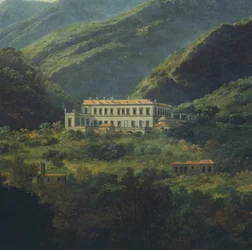 Kungliga slottet Quisisana, nära Neapel, av Johan Christian Clausen Dahl (1788-1857), Italien