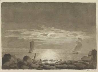 Två fartyg i månsken