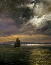 Utsikt över Christianiafjorden, av Johan Christian Clausen Dahl (1788-1857), detalj, Norge