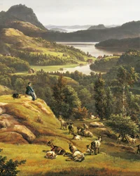 Utsikt över Lysekloster nära Bergen, Norge, 1800-talet, detaljer