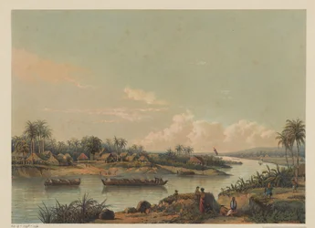 Utsikt över Solo River på Java Utsikt över Solo-floden (Tubansektionen, Rembang-residens.) (titel på objektet)
