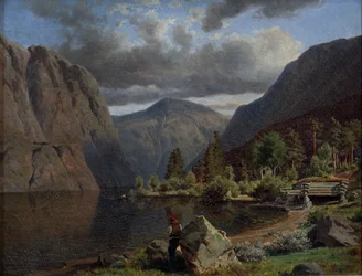Man i fjordlandskap