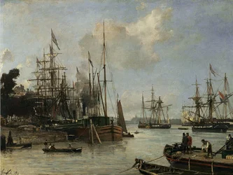 Utsikt över hamnen, Rotterdam
