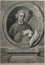 Porträtt av en musiker, möjligen Franz Joseph Haydn (1732-1809), graverad av M.A. Picot