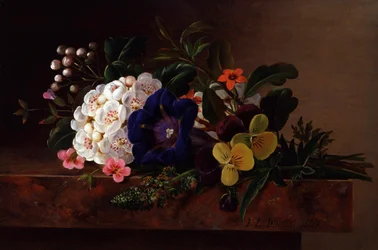 Stilleben med vårblommor. Målning av Johan Laurentz Jensen (1800-1856) Privat samling.