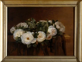 J.L.Jensen, krans av vita rosor