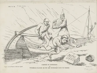 Tecknad film om Bismarck och Tyska förbundet, 1866 Limburg och Österrike eller två sätt att lämna Tyska förbundet (titel på objekt)