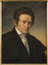 Porträtt av poeten Karl August Nicander (1799-1839), av Sodermark, Olof Johan (1790-1848). Olja på duk