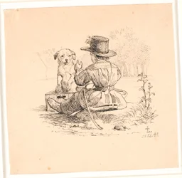 Körningen. Illustration till Kaalunds "Fabler för barn". Se kommentar från arkkatalog.