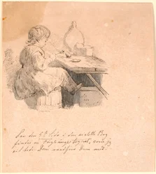 Sparvungen. Illustration till Kaalunds "Fabler för barn". Se kommentar från arkkatalog.