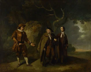 Parsons, Bransby och Watkyns i en scen från Lethe, 1766.