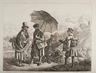 Ernst Welker, Johann Christoph Erhard och bröderna Heinrich och Friedrich Philipp Reinhold på en pittoresk resa från Salzburg till Berchtesgaden i augusti 1818