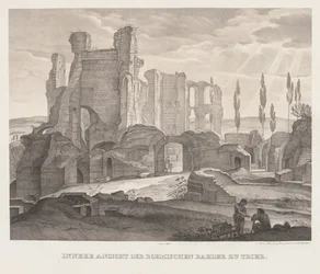 Interiörvy av de romerska baden i Trier, 1826.