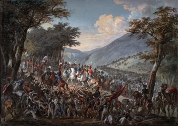 Kejsar Alexander I (1777-1825) och hans följe passerade genom Vogeserna i juli 1815 - Hoechle, Johann Baptist (1754-1832) - 1825 - Akvarell på papper - 70,9x99,7 - Privat samling