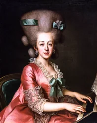 Porträtt av en cembalospelande dam, 1700-talets sista fjärdedel (Olja på duk)