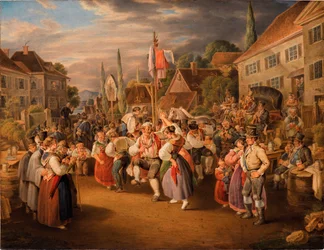Skördefest med tuppdans, 1839.