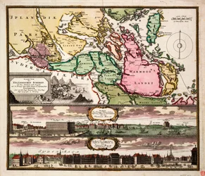 Accurate Map of the Upland Shears with the Situation and Area around the Royal Swedish Capital and Resident City of Stockholm, c.1740 (kolorerad gravyr)