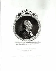 Medaljongporträtt av Giacomo Casanova (1725-98) 63 år, 1788 (gravyr) (bw-foto)