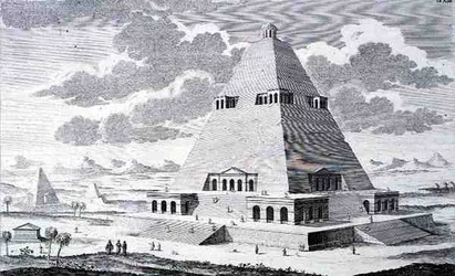 En pyramid utanför Thebe, Egypten, från "Design of a Historic Architecture"