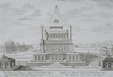 Mausoleum of Halicarnassus, Bodrum, Turkiet, från "Draft Historic Architecture", 1721