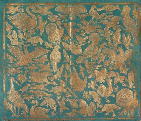 Brokadpapper med fågelavbildningar, ca. 1790.