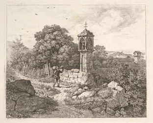 En bonde som hälsar statyn av Maria, 1817.