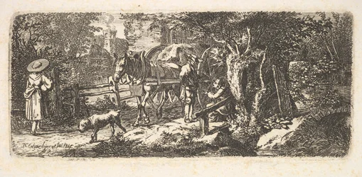 Allmosor ges av en vagnförare, 1814.
