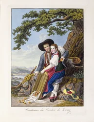 Kostymer från kantonen Zoug, 1819