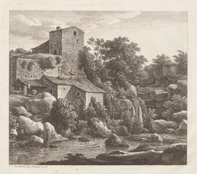 Hus vid en bergsbäck