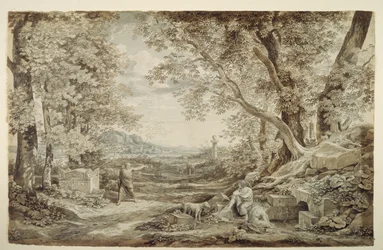 Landskap med antika monument (”Uppfinningen av det korintiska kapitället”)