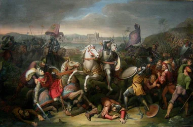 Hertig Erich von Calenberg räddar kejsar Maximilian i slaget vid Regensburg 1504